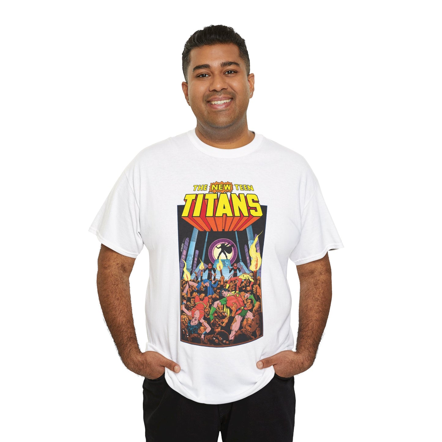 New Teen Titans T-Shirt - George Perez Art - #22 Cover - Wonder Girl, Robin, Raven, Kid Flash - Brother Blood Story - DC Comics