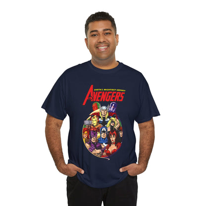 Avengers T-Shirt - George Perez Art - Captain America, Vision, Wonder Man, Iron Man, Thor, Hawkeye, Scarlet Witch - Popular Marvel Comics Characters