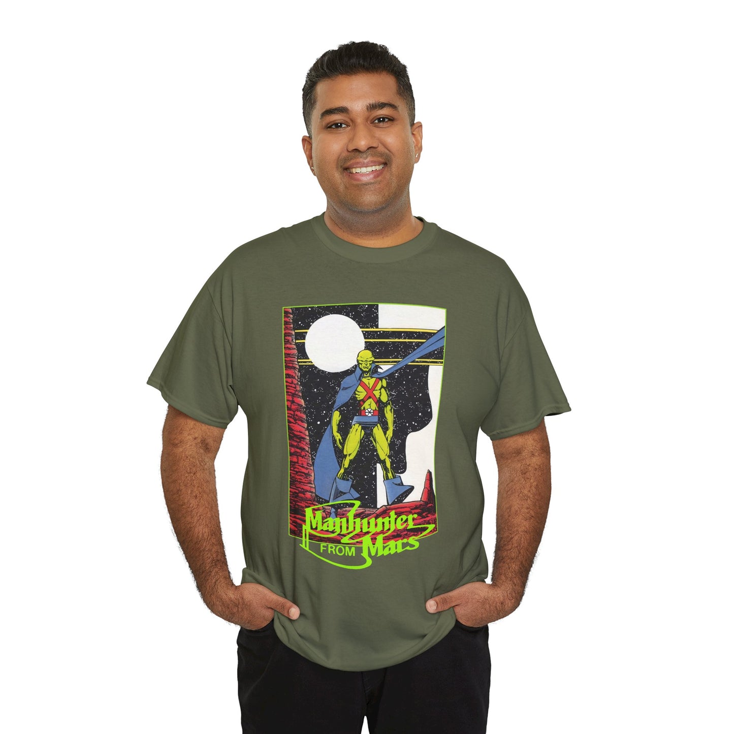 Martian Manhunter T-Shirt - George Perez Art - 1980s Justice League of America (JLA) Postcard Art - DC Comics