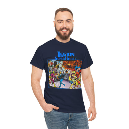 Legion of Super-Heroes T-Shirt - Steve Lightle Art - Mon-El, Saturn Girl, Brainiac 5, Sun Boy, Lightning Lad, Dawnstar, Timber Wolf - LOSH - DC Comics