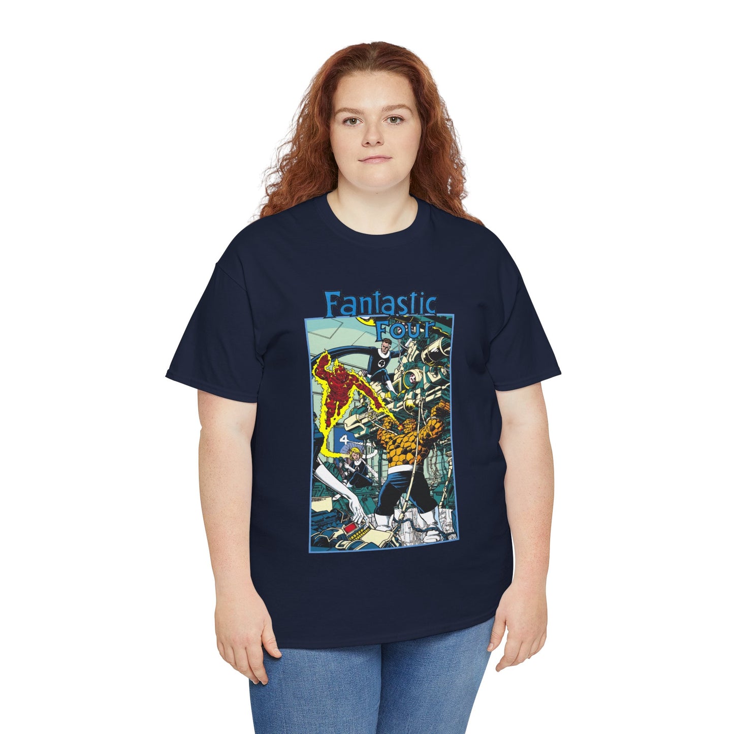 Fantastic Four T-Shirt - George Perez Art - Reed Richards, Invisible Woman, Human Torch, The Thing - Marvel Comics