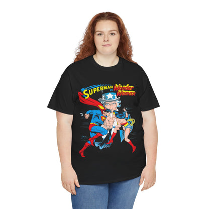 Superman Vs Wonder Woman T-Shirt - José Luis García-López Art - Popular 1970s Tabloid Story - DC Comics