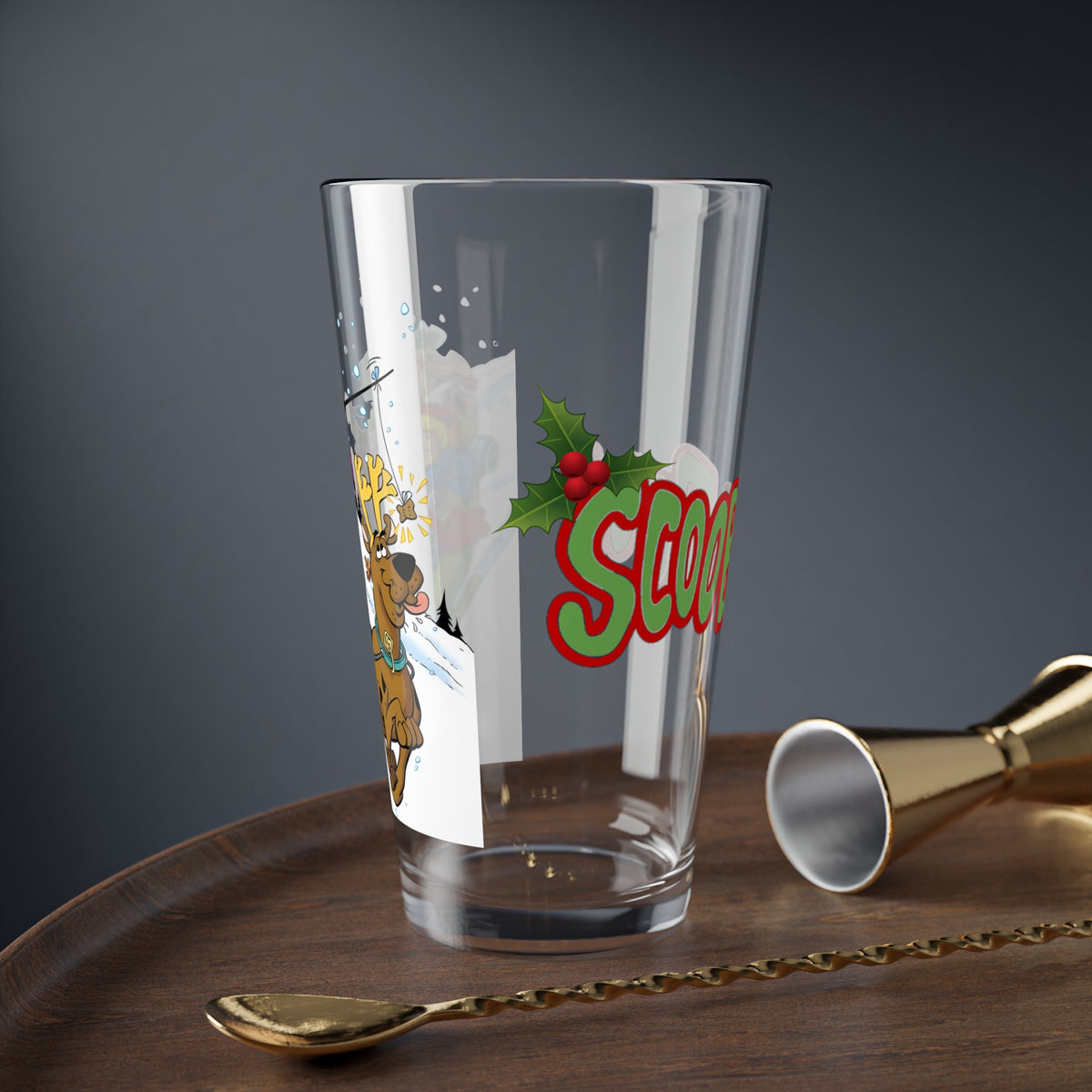 Scooby Doo Christmas Pint Glass, 16oz - Mystery Inc - Hanna-Barbera Cartoon - Festive Holiday Barware