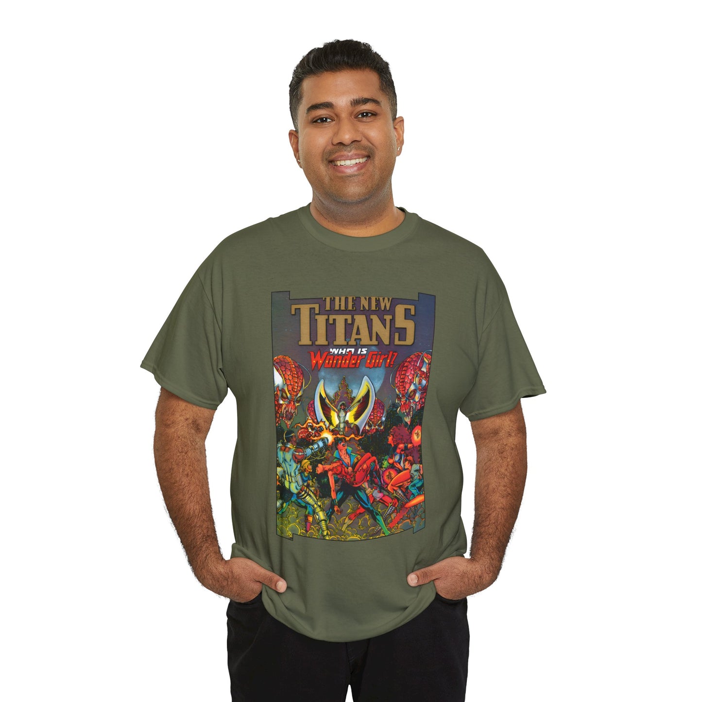 New Titans T-Shirt - George Perez Art - Who is Donna Troy? - Nightwing, Troia, Starfire, Cyborg, Jericho, Raven - DC Comics