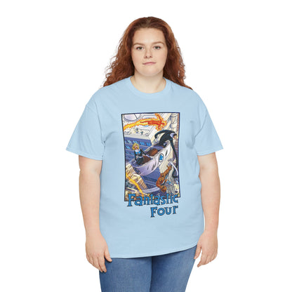 Fantastic Four T-Shirt - John Byrne Art - Invisible Woman, Thing, Human Torch, Reed Richards - Fantasticar, Baxter Building - Marvel Comics
