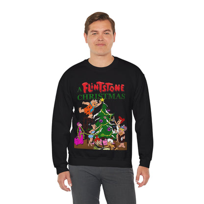 Flintstones Christmas Heavy Blend Crewneck Sweatshirt - Fred, Wilma, Barney, Betty