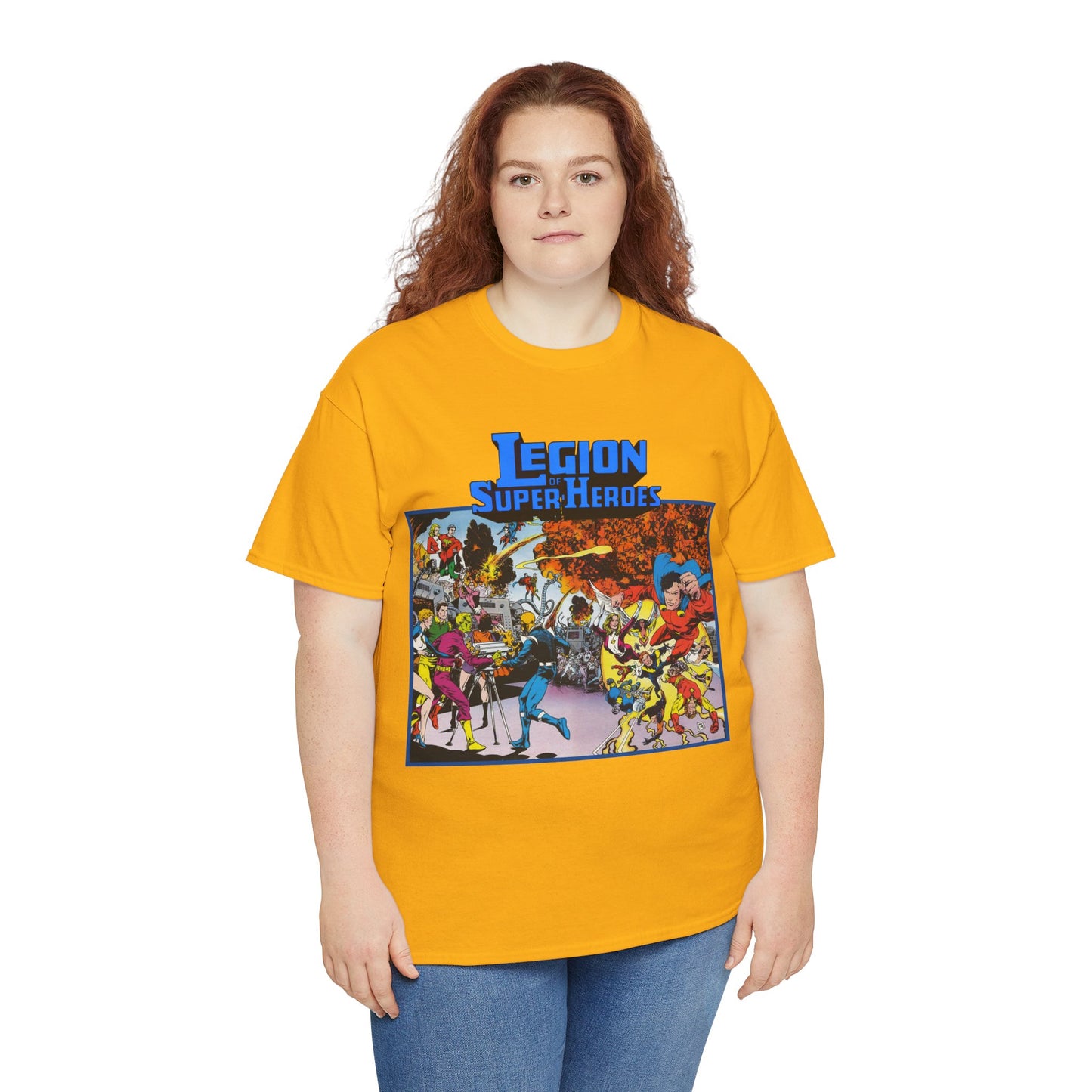 Legion of Super-Heroes T-Shirt - Steve Lightle Art - Mon-El, Saturn Girl, Brainiac 5, Sun Boy, Lightning Lad, Dawnstar, Timber Wolf - LOSH - DC Comics
