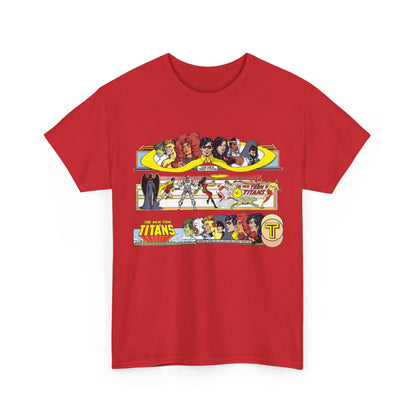 New Teen Titans T-Shirt - George Perez Art - 1980s Promotional Banners - Robin, Wonder Girl, Cyborg, Starfire - DC Comics