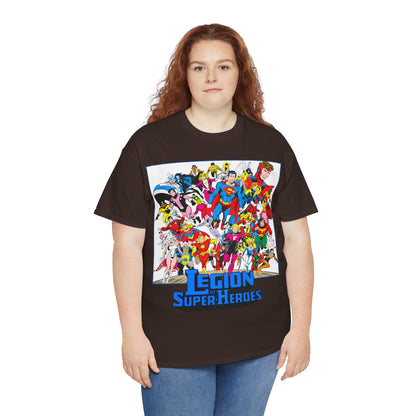 Legion of Super-Heroes T-Shirt - Greg Laroque Art - Who's Who in DC Comics - Superboy, Cosmic Boy, Dream Girl, Dawnstar, Supergirl, Sun Boy, Wildfire, Element Lad, Invisible Kid, Saturn Girl, Lightning Lad - DC Comics