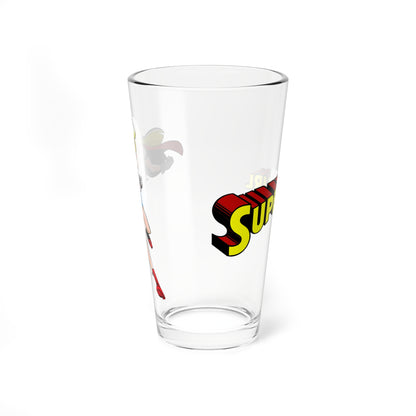 Supergirl Pint Glass - Superman Animated Series Art - 16oz Kara STAS Retro Gift - 90s DC Comics Cartoon - Kryptonian Superheroine Barware