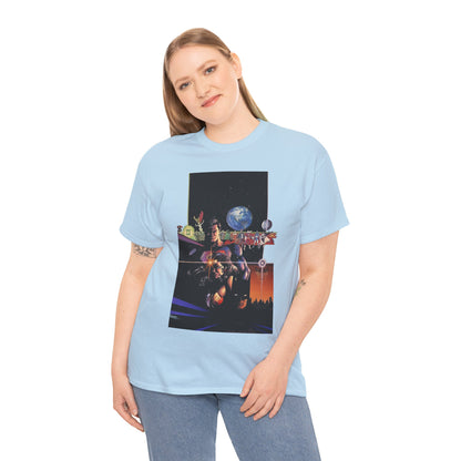 Crisis on Infinite Earths T-Shirt - George Perez Art - Superman, Batman, Wonder Woman, Captain Marvel, Blue Beetle, Kid Flash - Retro 1980s - DC Comics