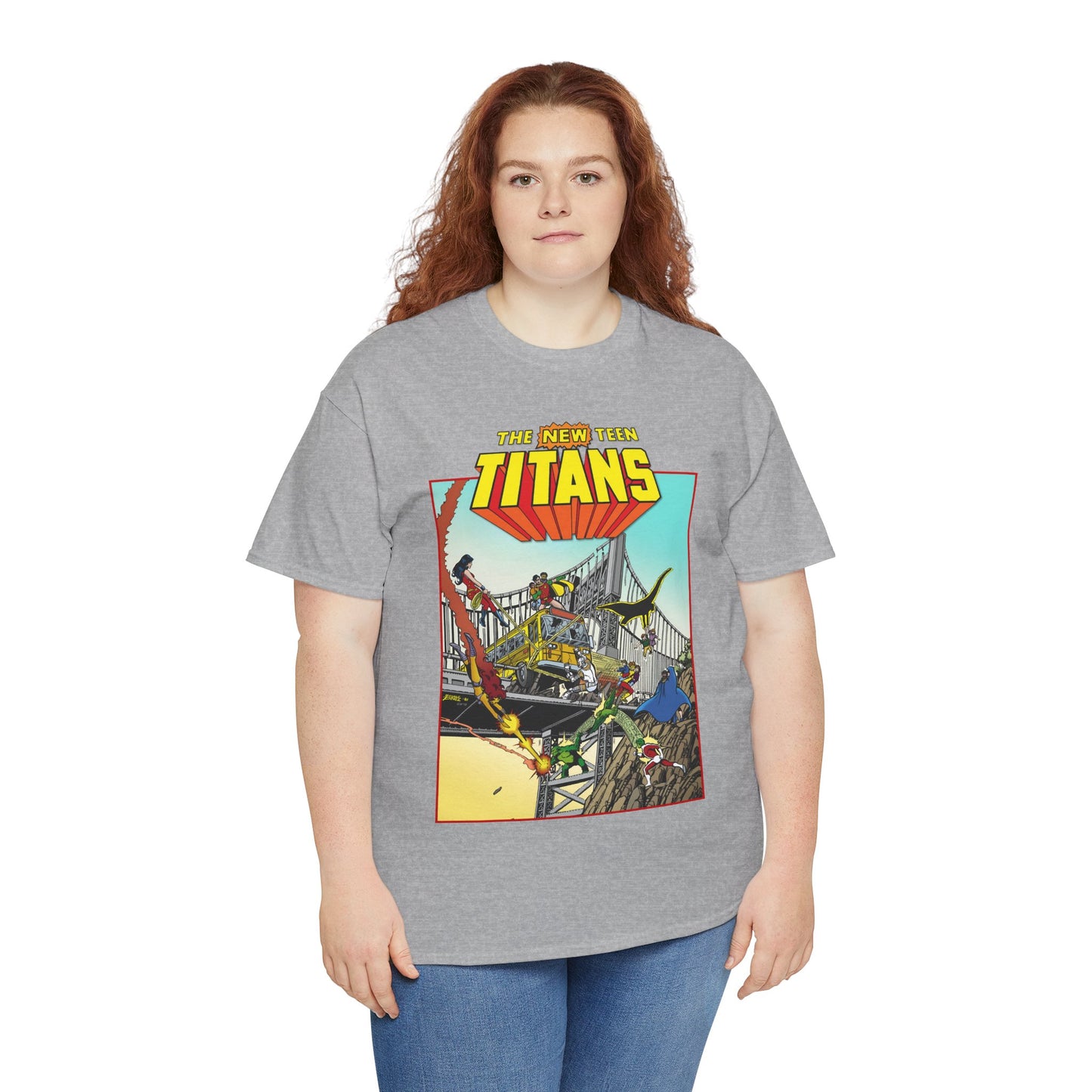 New Teen Titans T-Shirt - George Perez Promo Art - Wonder Girl, Cyborg, Raven, Starfire, Robin, Kid Flash, Changeling - DC Comics