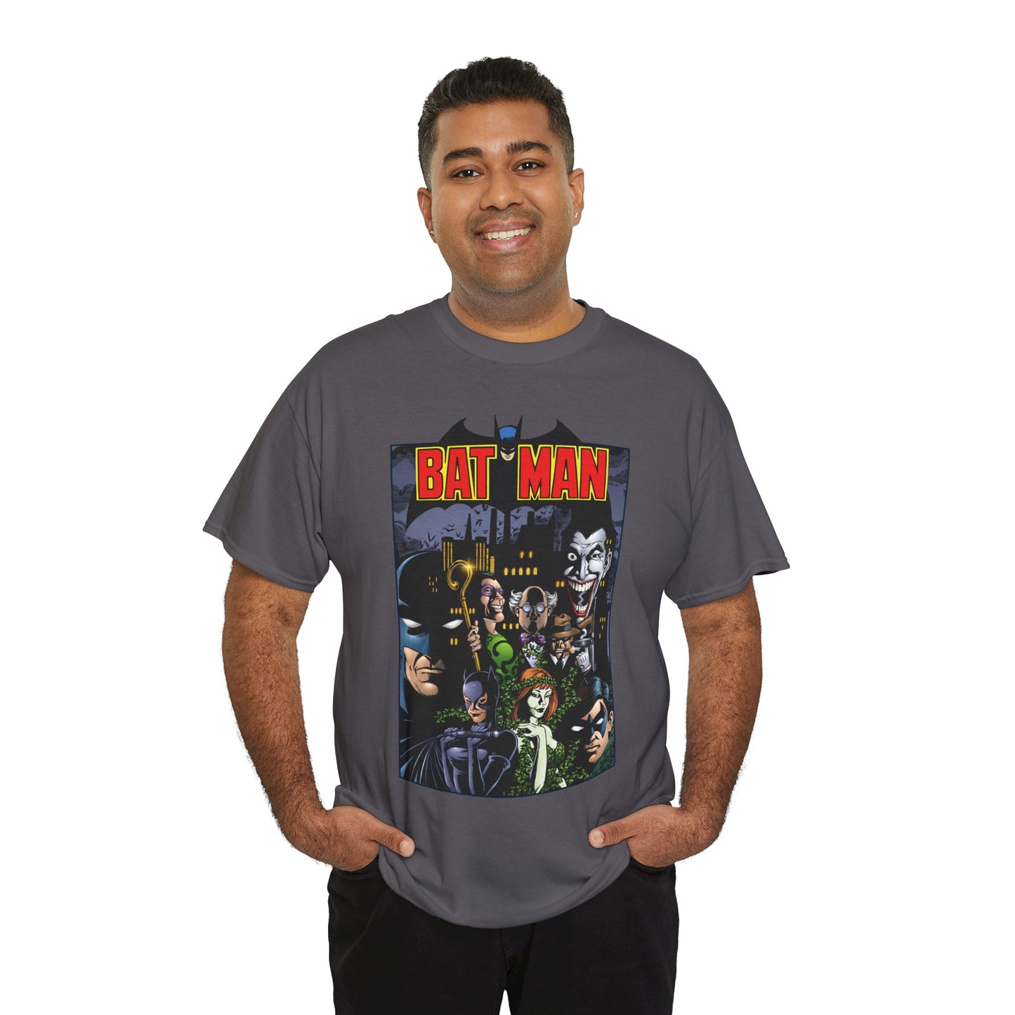 Batman T-Shirt - George Perez Art - Arkham Asylum - Joker, Catwoman, Poison Ivy, Riddler, Nightwing - DC Comics
