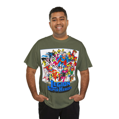Legion of Super-Heroes T-Shirt - Greg Laroque Art - Who's Who in DC Comics - Superboy, Cosmic Boy, Dream Girl, Dawnstar, Supergirl, Sun Boy, Wildfire, Element Lad, Invisible Kid, Saturn Girl, Lightning Lad - DC Comics