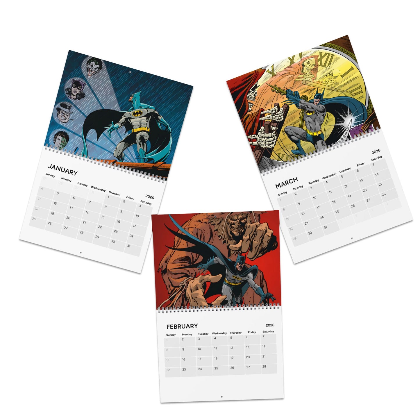 Batman Calendar (2026) - Bronze Age Art - Joker, Scarecrow, Two Face, Catwoman - Gotham City, Dark Knight Detective