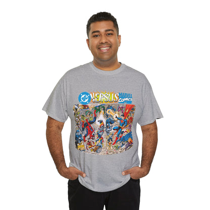 DC Comics Vs Marvel T-Shirt - John Byrne Art - Spider-Man, Raven, Cyborg, Wolverine, Joker, Superman, Batman, Deathstroke, Darkseid