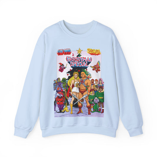 He-Man & She-Ra Christmas Special Heavy Blend Crewneck Sweatshirt - Masters of the Universe, Princess of Power Filmation Festive Holiday Cartoon
