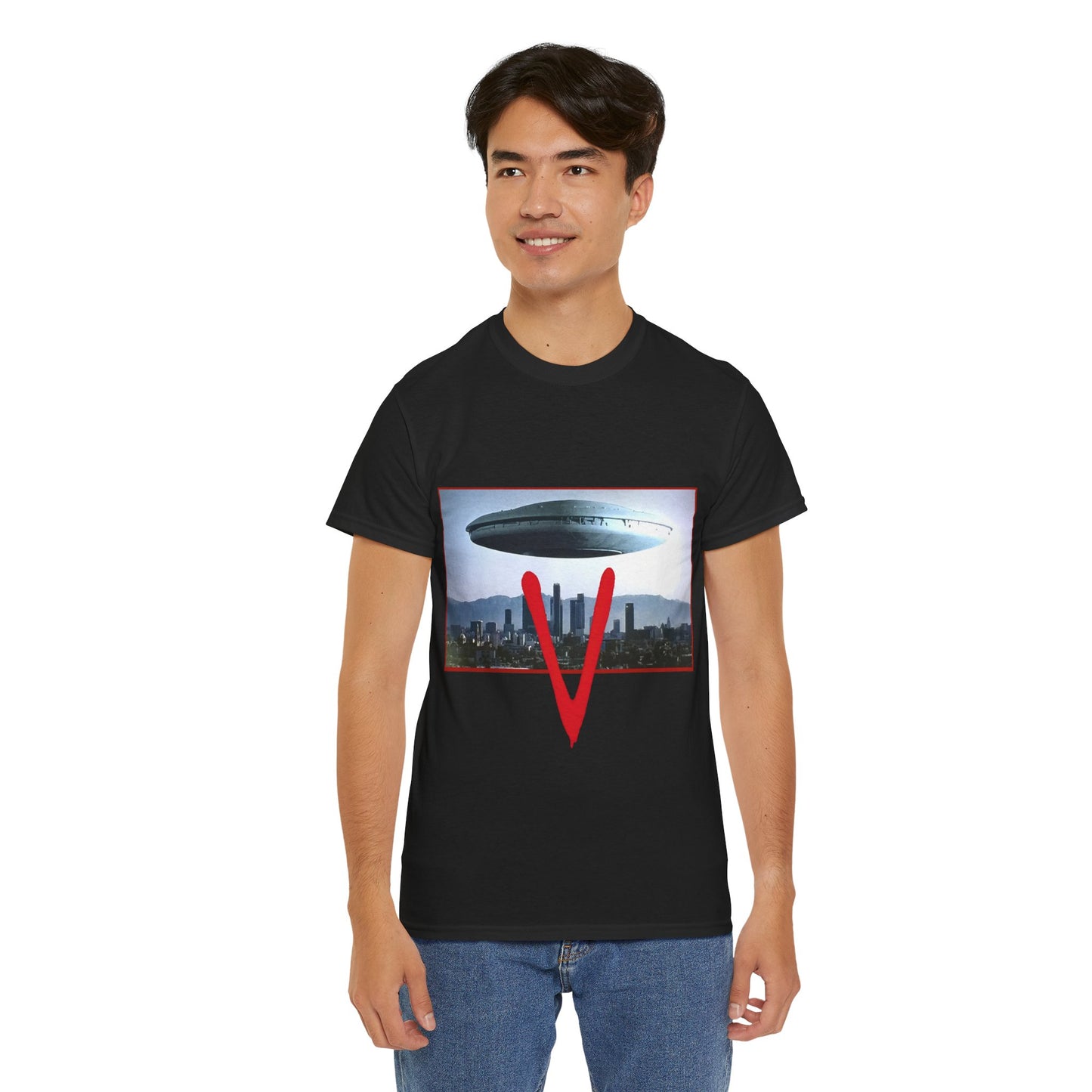 V T-Shirt - The Visitors Mothership - Popular NBC Sci-Fi TV Series from the 1980s