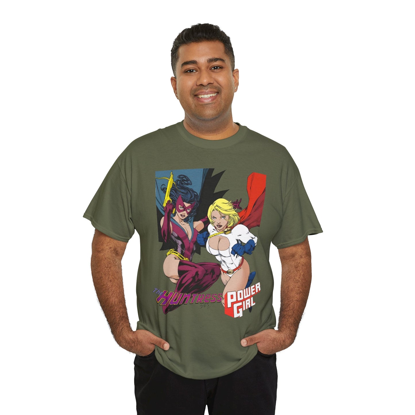Huntress & Power Girl T-Shirt - Ed Benes Art - Justice Society, JSA, Earth 2 - DC Comics Bronze Age, Pre-Crisis Heroes
