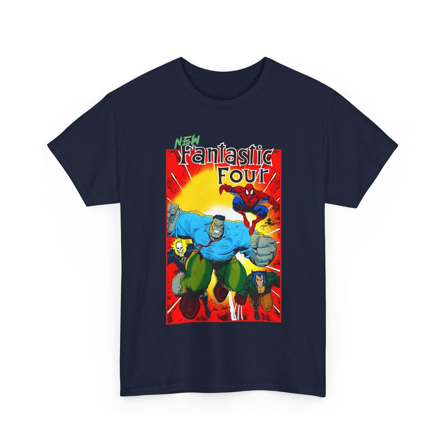 New Fantastic Four T-Shirt - Arthur Adams Art - Wolverine, Ghost Rider, Spider-Man, Hulk - Marvel Comics