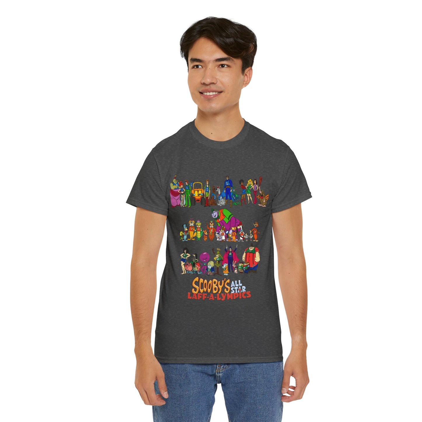 Scooby's All-Star Laff-A-Lympics T-Shirt - Hanna-Barbera Cartoon - Speed Buggy, Yogi Bear, Grape Ape, Scooby Dum, Shaggy, Wally Gator