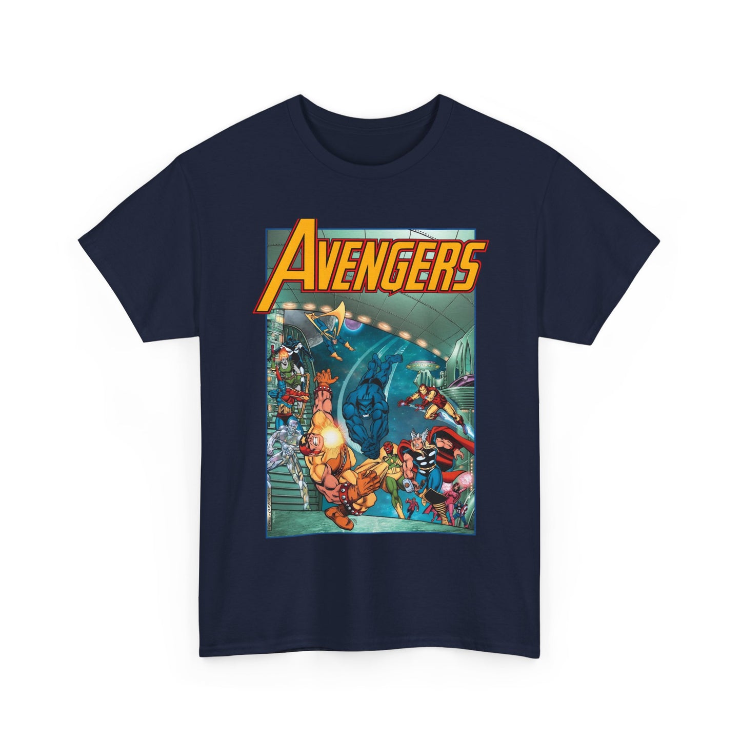 Avengers Vs Guardians of the Galaxy T-Shirt - George Perez Art - Tomorrow's Avengers - Thor, Captain America, Iron Man, Scarlet Witch, Vision, Wonder Man - Marvel Comics
