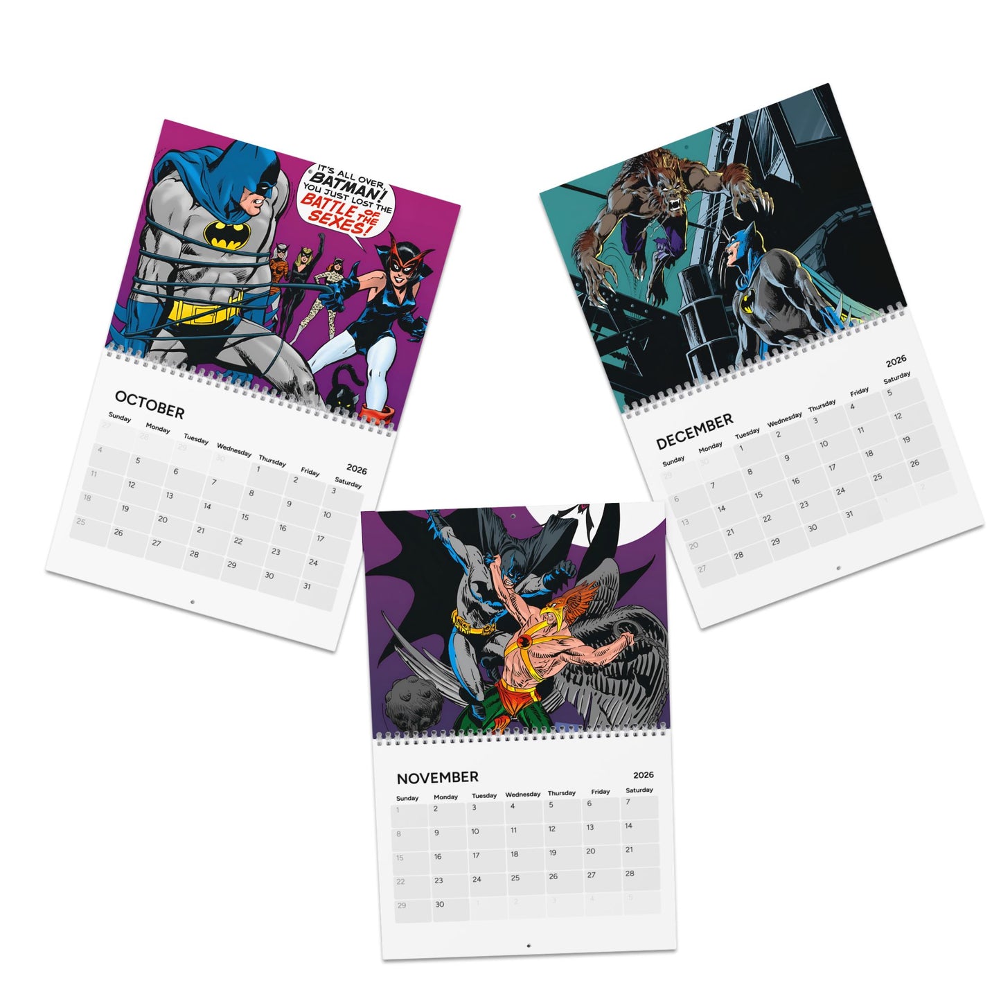 Batman Calendar (2026) - Bronze Age Art - Joker, Scarecrow, Two Face, Catwoman - Gotham City, Dark Knight Detective