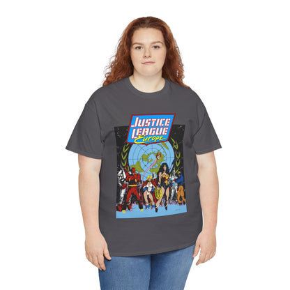 Justice League Europe T-Shirt - Bart Sears Art - Wonder Woman, Flash, Captain Atom, Animal Man, Elongated Man, Power Girl, Metamorpho - JLI Spin-Off - DC Comics