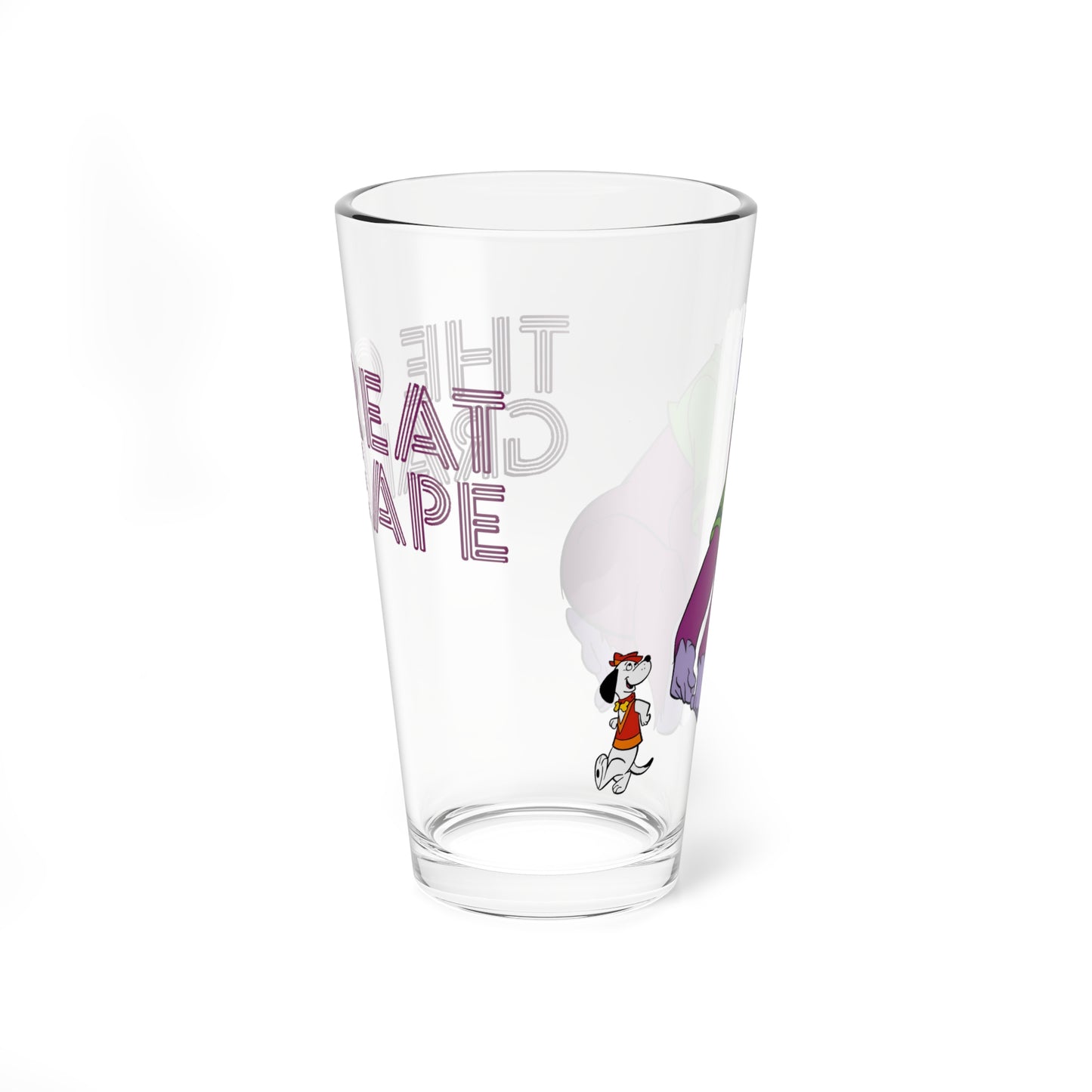 The Great Grape Ape Pint Glass, 16oz - With Beegle Beagle - Hanna-Barbera 1970s Saturday Morning Cartoon