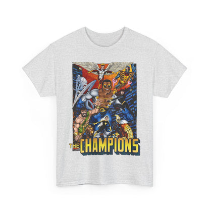 Champions T-Shirt - John Byrne Art - Hercules, Black Widow, Ghost Rider, Black Goliath, Silver Surfer, Jack of Hearts - Marvel Comics 1970s Series