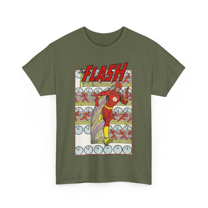 Flash T-Shirt - George Perez Art - JLA Postcard Set - 1980s Art - Justice League of America Satellite Era - Barry Allen, the Fastest Man Alive - DC Comics