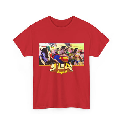 JLA T-Shirt - Alex Ross Art - Superman, Batman, Wonder Woman, Hawkman, Green Lantern, Black Canary, Flash, Martian Manhunter, Green Arrow - Justice League - DC Comics
