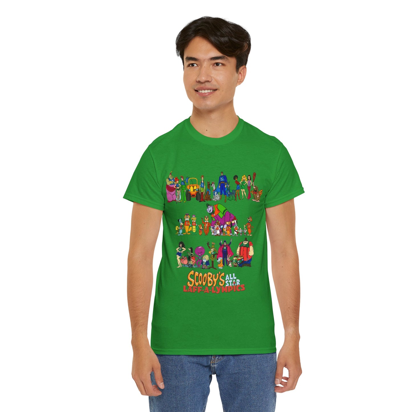 Scooby's All-Star Laff-A-Lympics T-Shirt - Hanna-Barbera Cartoon - Speed Buggy, Yogi Bear, Grape Ape, Scooby Dum, Shaggy, Wally Gator