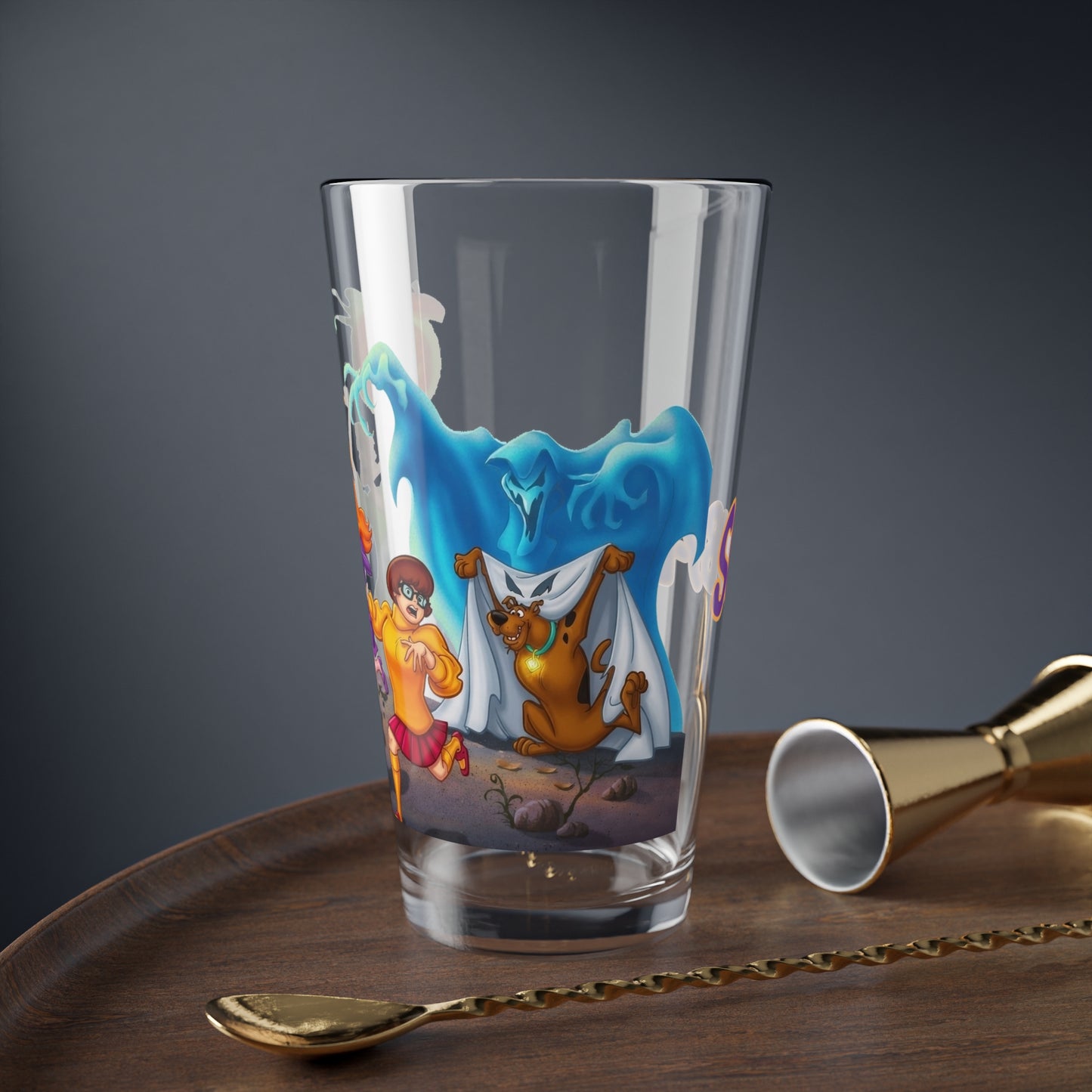 Scooby Doo Halloween Pint Glass 16oz Hanna-Barbera Mystery Inc Shaggy Velma Daphne Fred Ghost Jack O Lantern Spooky Nostalgia Fan Gift