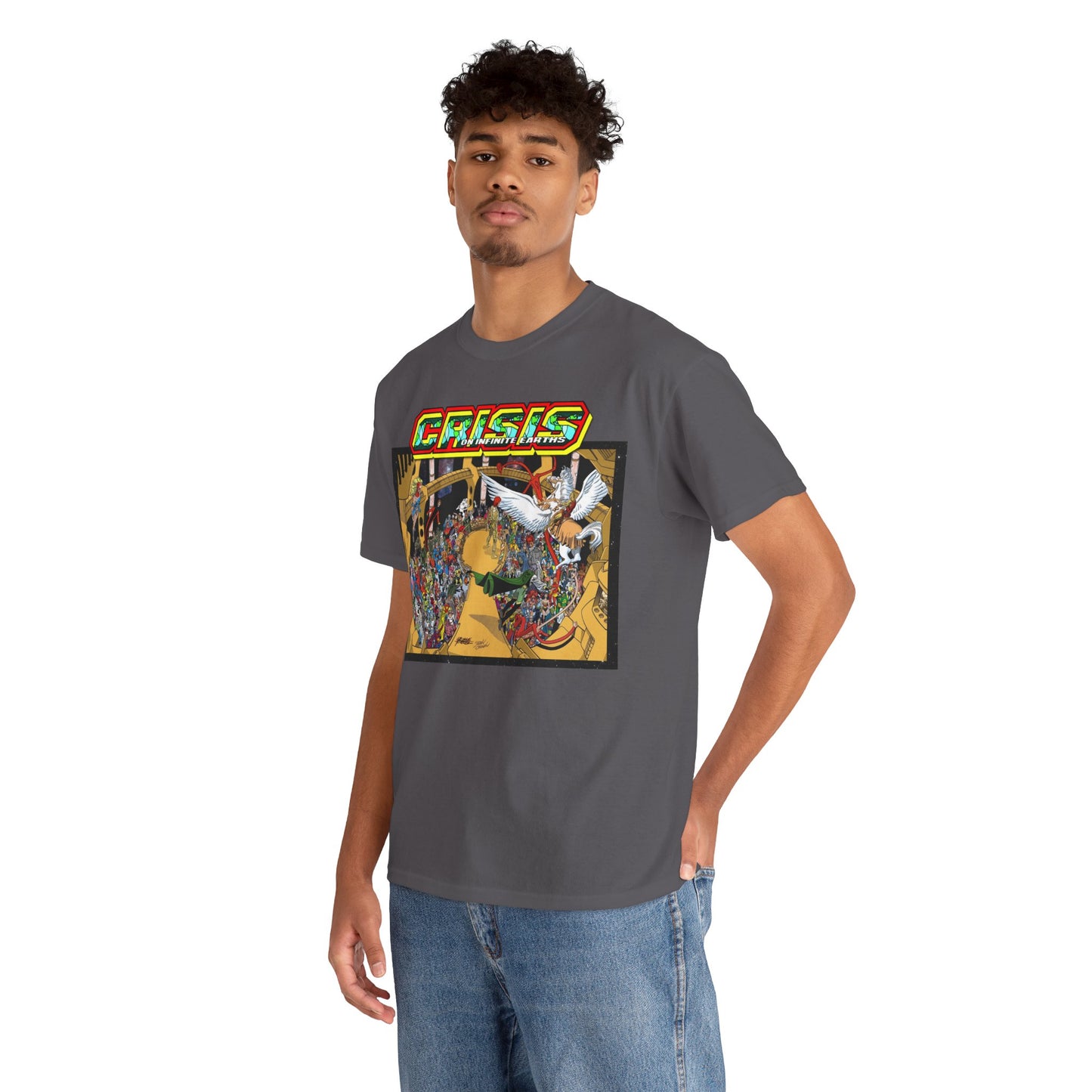 Crisis on Infinite Earths T-Shirt - George Perez & Jerry Ordway Art - The Monitor's Satellite - DC Comics