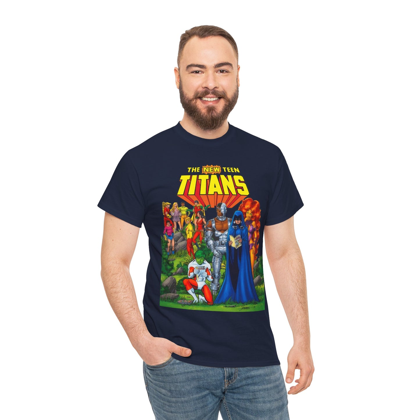 New Teen Titans T-Shirt - George Perez Art - Rare Promo Art - Titans Old & New - DC Comics