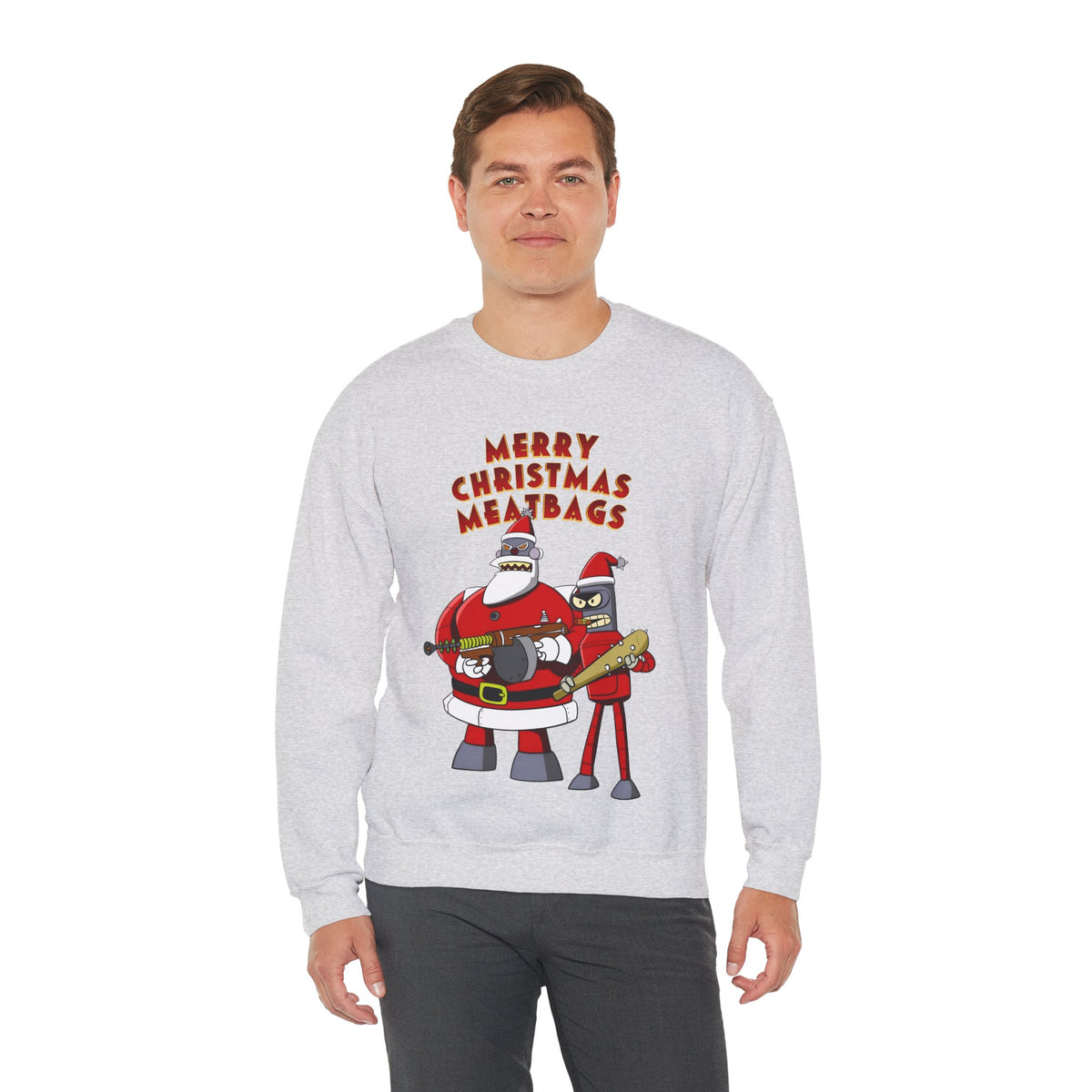 Robot Santa Claus & Bender Futurama Christmas Heavy Blend Crewneck Sweatshirt