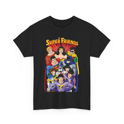 Super Friends T-Shirt - Kevin Maguire Art - Wonder Twins, Gleek, Superman, Wonder Woman Batman - DC Comics - Based on 1970s Hanna-Barbera Cartoon