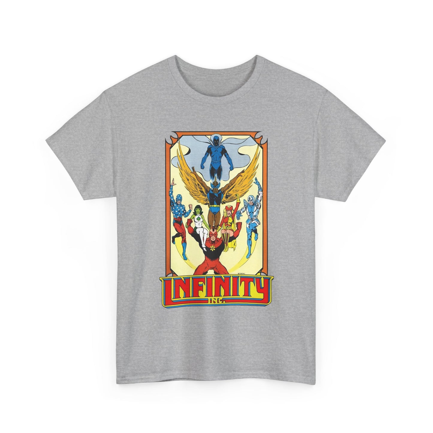 Infinity Inc Shirt - Todd McFarlane Art - Jade, Obsidian, Fury, Northwind, Nuklon, Silver Scarab, Star-Spangled Kid - JSA Successors - DC Comics