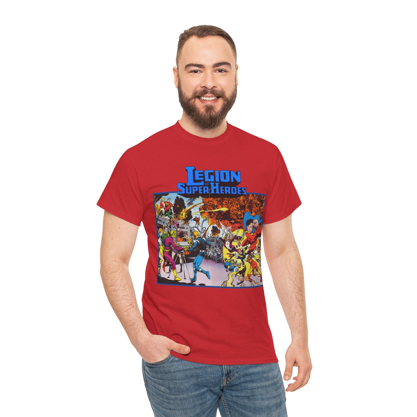 Legion of Super-Heroes T-Shirt - Steve Lightle Art - Mon-El, Saturn Girl, Brainiac 5, Sun Boy, Lightning Lad, Dawnstar, Timber Wolf - LOSH - DC Comics