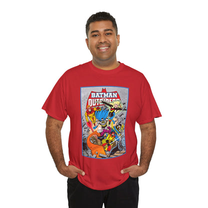 Batman & the Outsiders T-Shirt - Jim Aparo Art - Katana, Geo-Force, Black Lightning, Metamorpho, Halo - DC Comics - 1980s JLA Spin-Off Series