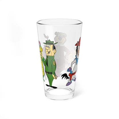 Yogi's Gang Pint Glass, 16oz - Wally Gator, Huckleberry Hound, Quick Draw McGraw, Snagglepuss - Hanna-Barbera Cartoon