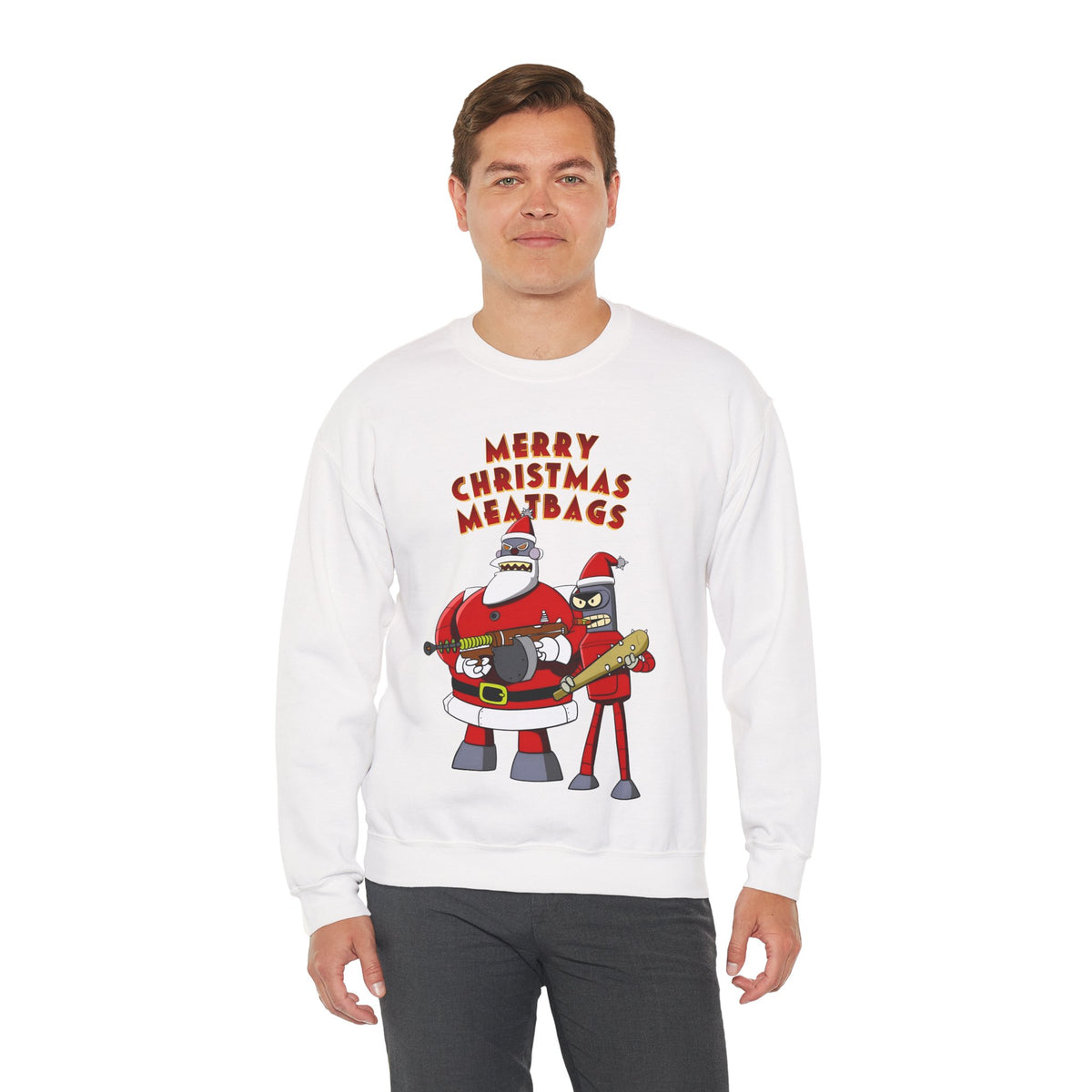 Robot Santa Claus & Bender Futurama Christmas Heavy Blend Crewneck Sweatshirt
