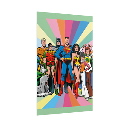 Super Friends Rolled Poster - Alex Toth Art - Hanna-Barbera 1970s Cartoon - Superman, Wonder Woman, Batman - DC Comics - Multiple Sizes Up to 24"x36"