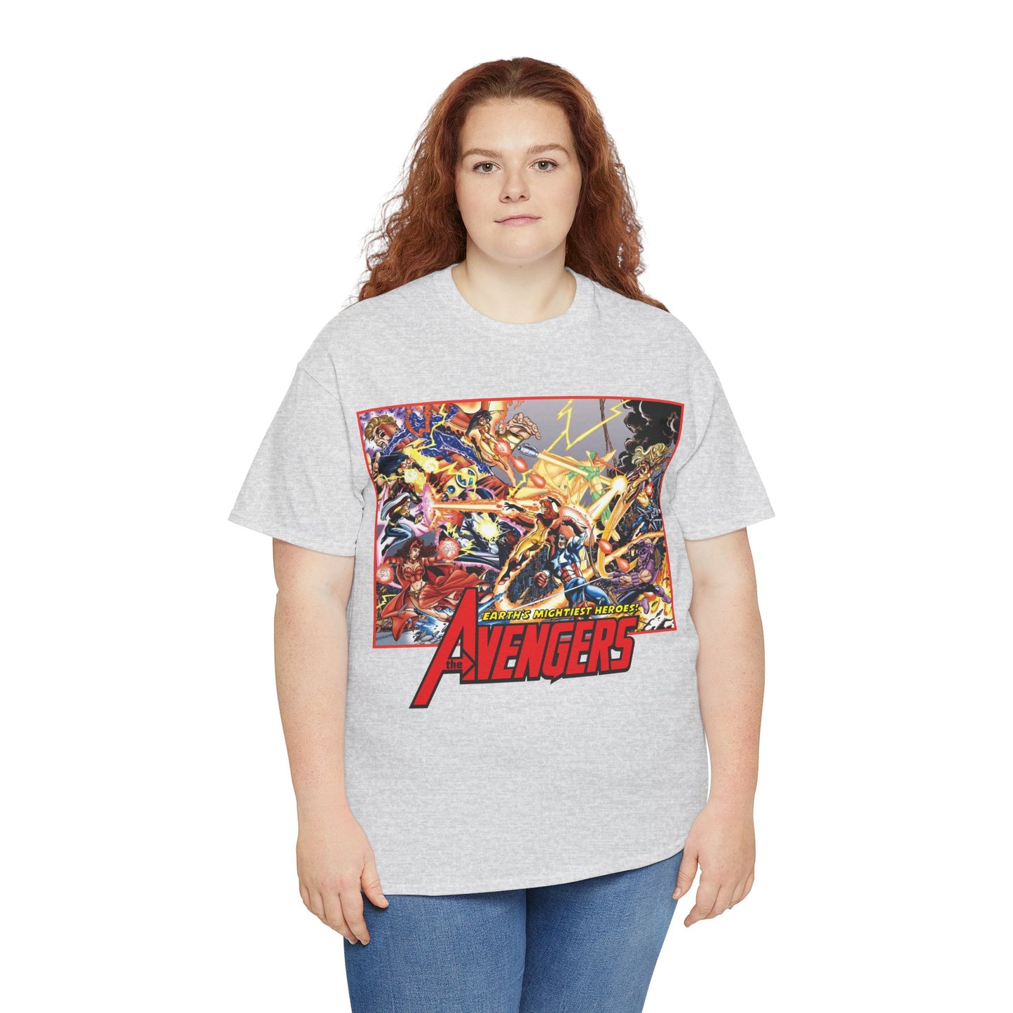 Avengers Vs Thunderbolts T-Shirt - George Perez Art - Captain America, Iron Man, Wonder Man, Scarlet Witch, Hawkeye, Citizen V, MACH-1, Techno, Atlas, Songbird - Marvel Comics