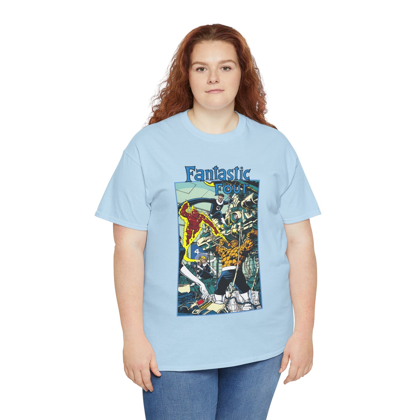 Fantastic Four T-Shirt - George Perez Art - Reed Richards, Invisible Woman, Human Torch, The Thing - Marvel Comics
