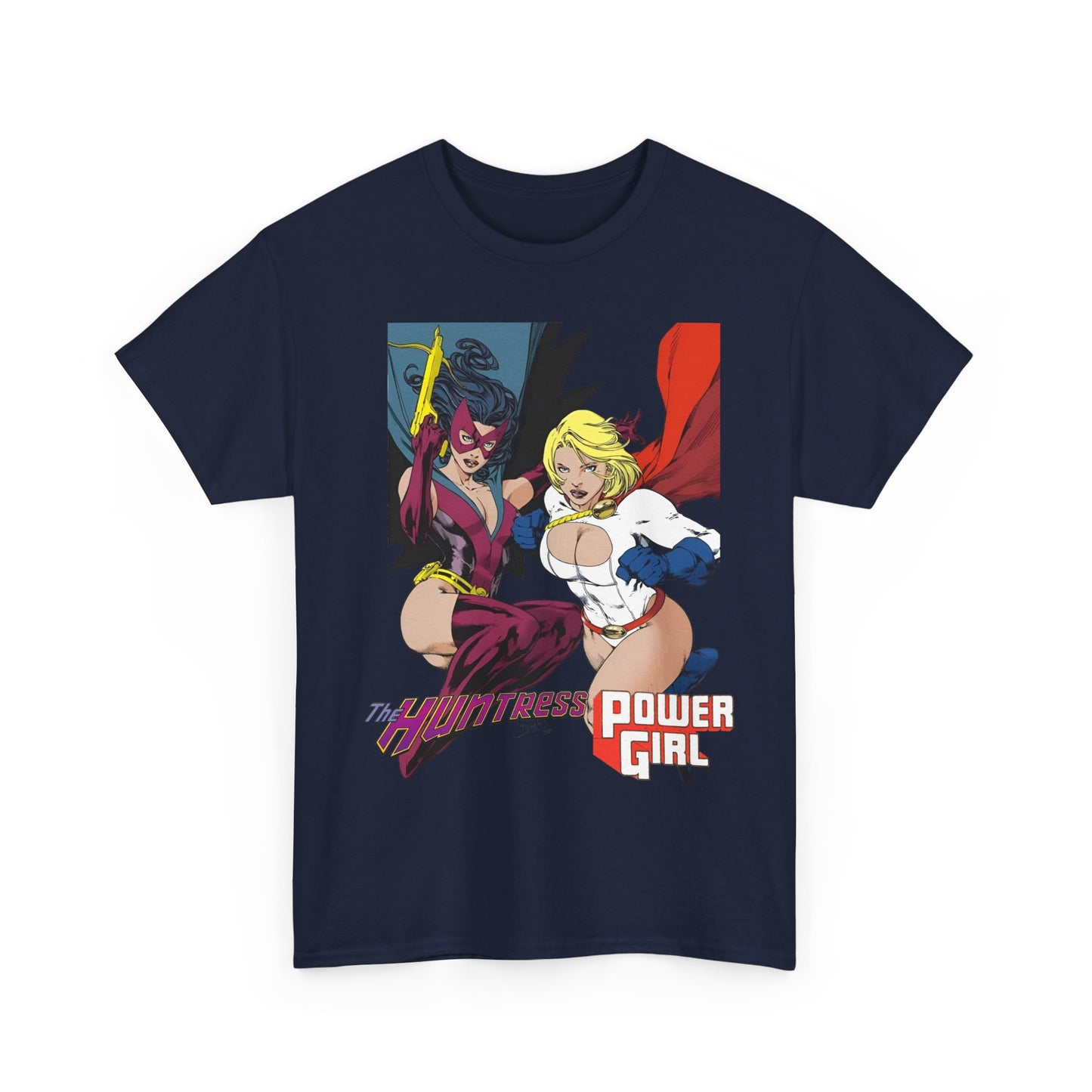 Huntress & Power Girl T-Shirt - Ed Benes Art - Justice Society, JSA, Earth 2 - DC Comics Bronze Age, Pre-Crisis Heroes