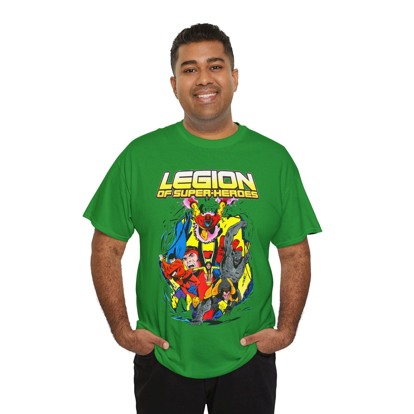 Legion of Super-Heroes T-Shirt - Mon-El, Colossal Kid, Wildfire, Dawnstar, Blok, Timber Wolf - LOSH - DC Comics