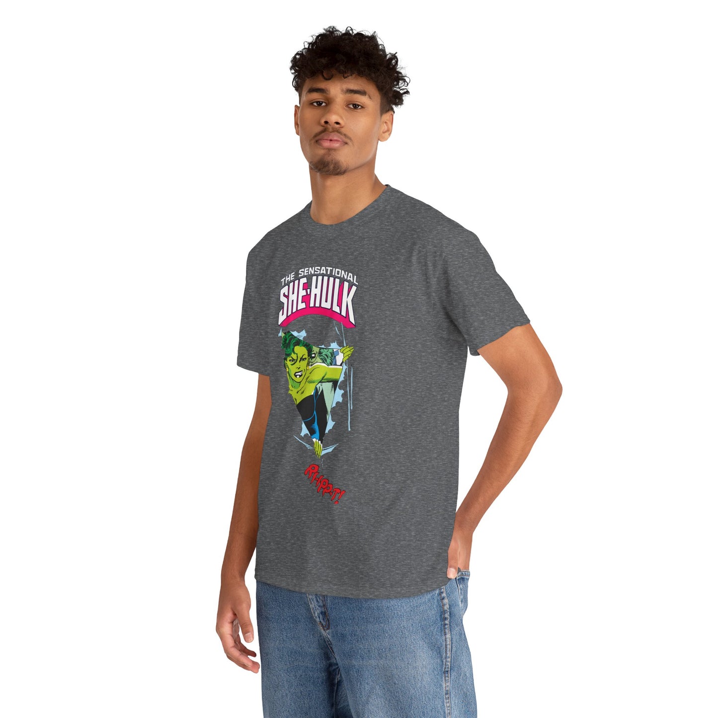 Sensational She-Hulk T-Shirt - John Byrne Art - Marvel Comics - Jennifer Walters - Ripping Through the Shirt - Fourth Wall