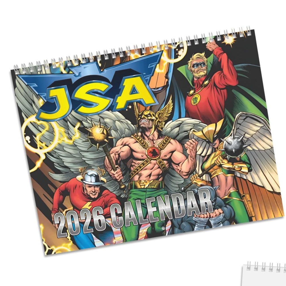 JSA Calendar (2026) - Justice Society of America - Dr Fate, Huntress, Hawkman, Green Lantern, Power Girl, Wildcat - DC Comics